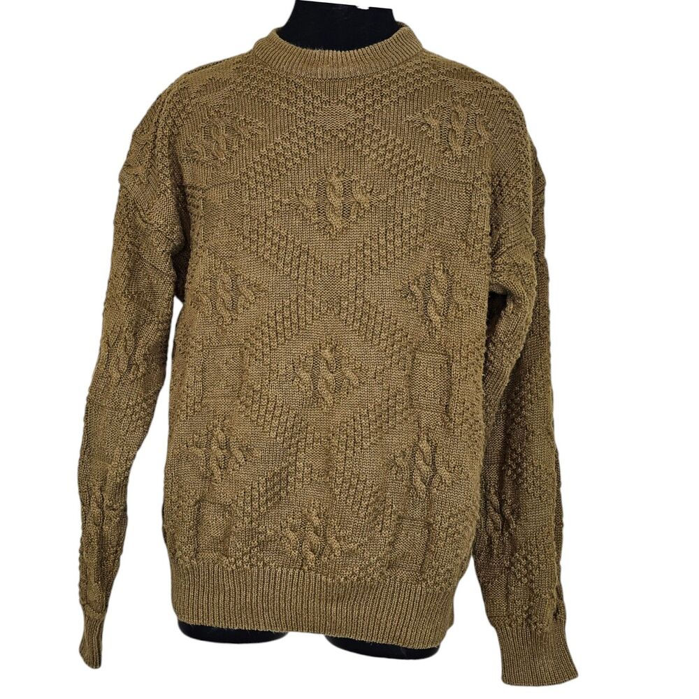 Vintage Woods & Gray Brown Chunky Textured Cable Knit Pull On Sweater Size L